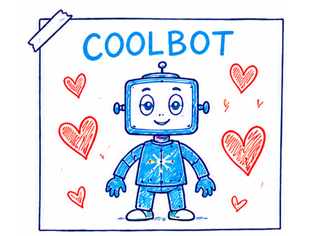 Kid's drawing: Coolbot with hearts