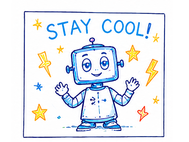 Kid's drawing: Coolbot saying Stay Cool