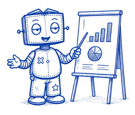 Coolbot at a flip chart, presenting